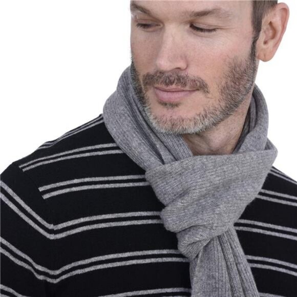 Cashmere Unisex Ultra Soft Ribbed Scarf 100% Pure Cashmere, 70"x 7" - Picture 3 of 5